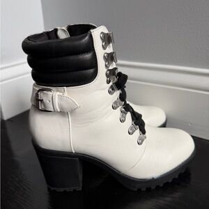 Black & White Women's Combat Boots